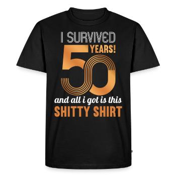 50 ans 50 ans, 50 ans, chemise - T-shirt Premium bio Homme - noir - Devant - Nico (187cm)