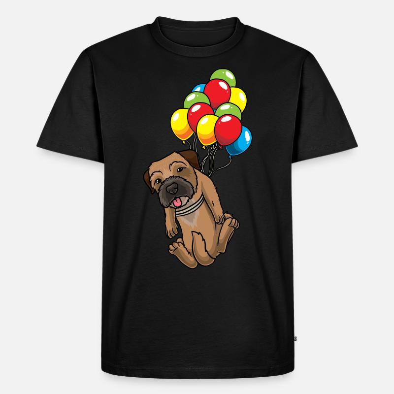 Border Terrier mit Luftballons - Männer Premium Bio T-Shirt - Schwarz