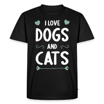 I love Dogs and Cats over Dogs over Cats - Men's Premium Organic T-Shirt - black - Front - Nico (187cm)