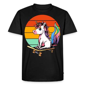 Licorne Skateboard Retro - T-shirt Premium bio Homme - noir - Devant - Nico (187cm)
