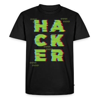 Hacker 0101 - T-shirt Premium bio Homme - noir - Devant - Nico (187cm)