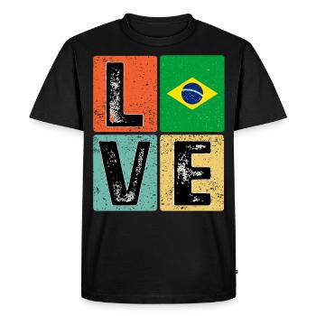 I Love Brazil drapeau pour l’orgueil brésilien - T-shirt Premium bio Homme - noir - Devant - Nico (187cm)
