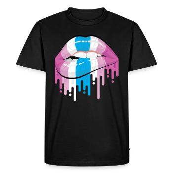 Lip Bite Femboy Wimp LGBTQ Pride Lips - Men's Premium Organic T-Shirt - black - Front - Nico (187cm)