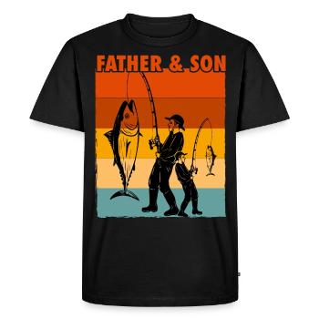 Vater und Sohn Angeln Fischer Retro - Männer Premium Bio T-Shirt - Schwarz - Vorne - Nico (187cm)
