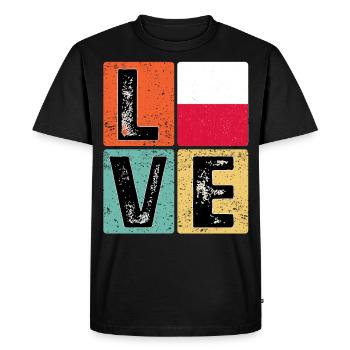 I Love Poland drapeau pour la fierté polonaise - T-shirt Premium bio Homme - noir - Devant - Nico (187cm)