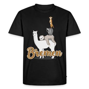 Bremer stacked animals Bremen - Men's Premium Organic T-Shirt - black - Front - Nico (187cm)