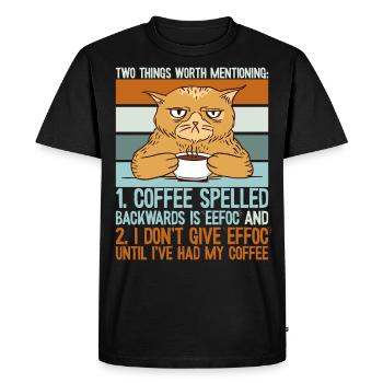 Coffee Spelled Backwards Is Eeffoc - Funny Coffee - Men's Premium Organic T-Shirt - black - Front - Nico (187cm)