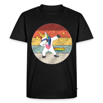 Unicorn Fille Licorne Dabbing Unicorn - T-shirt Premium bio Homme - noir - Devant - Nico (187cm)