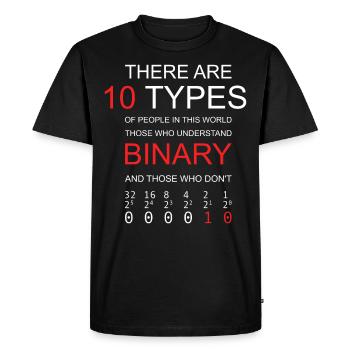 10 TYPES OF PEOPLE BINARY Programmer Joke Funny - Men's Premium Organic T-Shirt - black - Front - Nico (187cm)