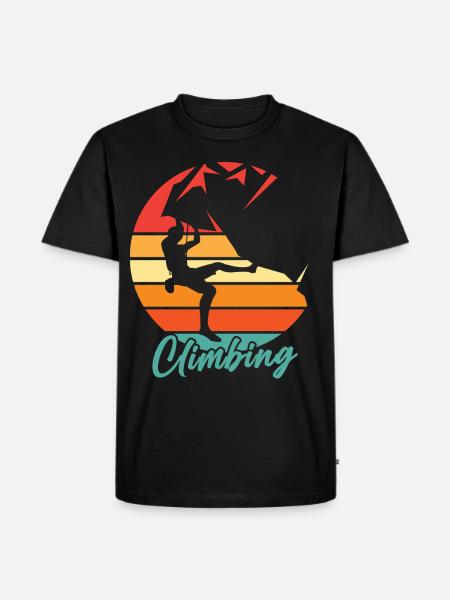 Climbing Retro Bergklettern - Männer Premium Bio T-Shirt - Schwarz