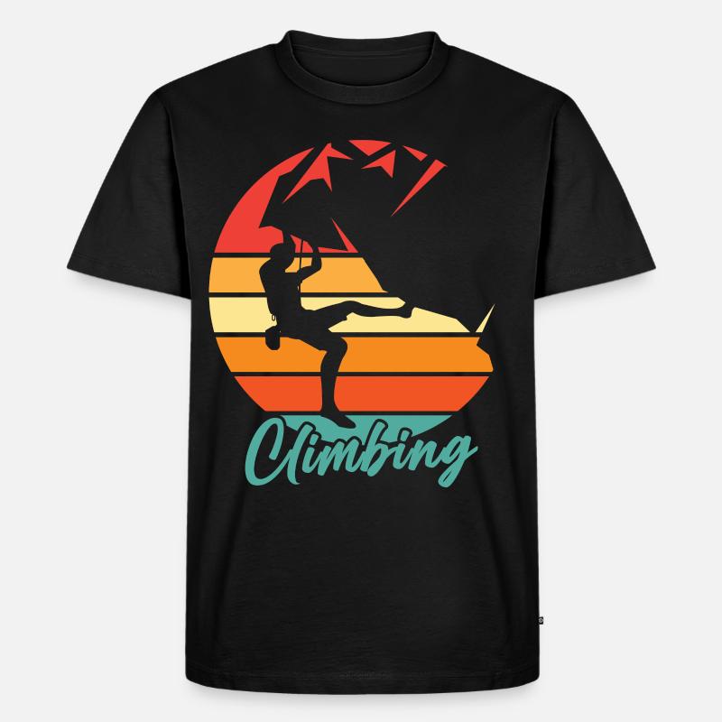 Climbing Retro Bergklettern - Männer Premium Bio T-Shirt - Schwarz