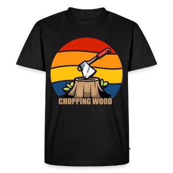 Chopping Wood Retro - Men's Premium Organic T-Shirt - black - Front - Nico (187cm)