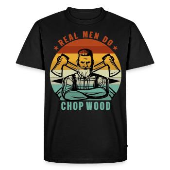 Real men do chop wood - Men's Premium Organic T-Shirt - black - Front - Nico (187cm)