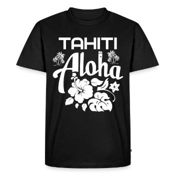 Tahiti Aloha Palm Trees Sun Sea Holiday - Men's Premium Organic T-Shirt - black - Front - Nico (187cm)