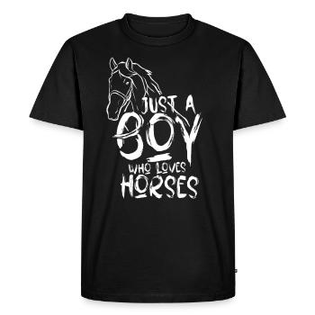 Seulement Un Garçon Le Cheval Aime La Cavalière - T-shirt Premium bio Homme - noir - Devant - Nico (187cm)