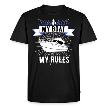 Boot Regatta . Bateau à moteur yacht à moteur . Yacht Voile - T-shirt Premium bio Homme - noir - Devant - Nico (187cm)