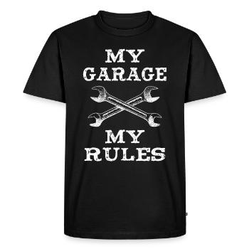 Mon atelier de réparation mes règles mécaniciens - T-shirt Premium bio Homme - noir - Devant - Nico (187cm)