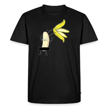 Strip-tease Banane I FKK Barre de censure pour strip-teaseuse - T-shirt Premium bio Homme - noir - Devant - Nico (187cm)