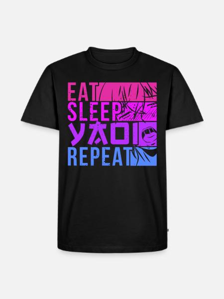 Mangia sonno Yaoi Ripeti Fujoshi Anime Boy Gay Manga - Maglietta ecologica premium da uomo - nero