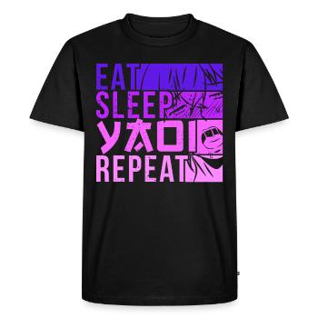 Eat Sleep Yaoi Repeat Fujoshi Anime Boy Gay Manga - Men's Premium Organic T-Shirt - black - Front - Nico (187cm)