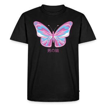 Femboy Butterfly Japanese Gay Pride LGBT Aesthetic - T-shirt Premium bio Homme - noir - Devant - Nico (187cm)