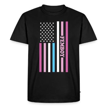 Femboy LGBTQ Rainbow Gay Pride American Flag Queer - T-shirt Premium bio Homme - noir - Devant - Nico (187cm)