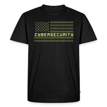 CYBERSECURITY Cybersecurity US Flag - Men's Premium Organic T-Shirt - black - Front - Nico (187cm)
