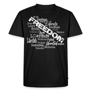 Freedom Peace Democracy - Political Statement - Men's Premium Organic T-Shirt - black - Front - Nico (187cm)