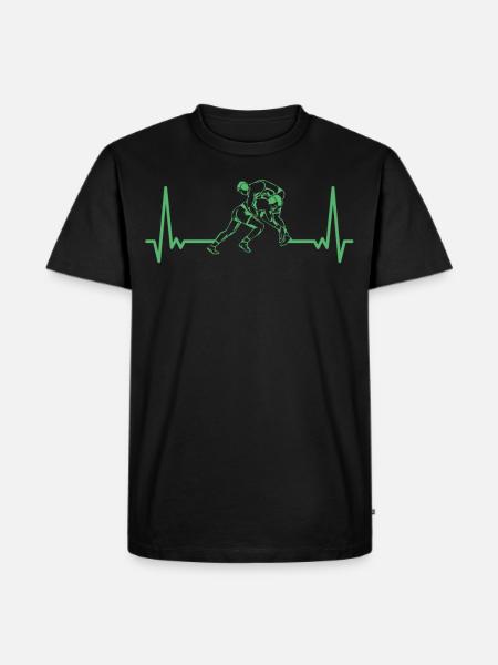 Wrestling ECG Heartbeat Wrestling Wrestler - Men's Premium Organic T-Shirt - black