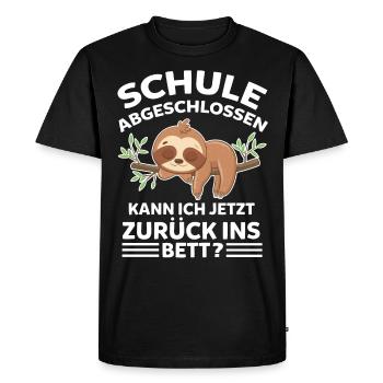 Sloth School Graduation Student School Leaving Certificate - Men's Premium Organic T-Shirt - black - Front - Nico (187cm)