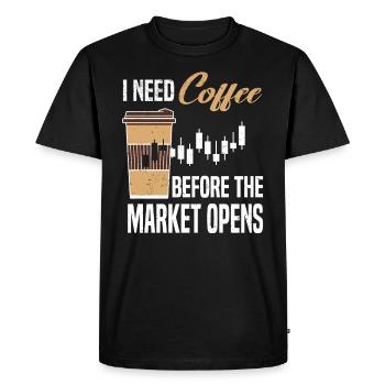 Actionnaire Action Börse Trading Café Marché boursier - T-shirt Premium bio Homme - noir - Devant - Nico (187cm)