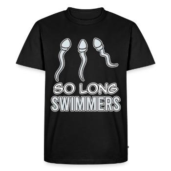 Funny Vasectomy As Long As Swimmers Humor Reception - Men's Premium Organic T-Shirt - black - Front - Nico (187cm)