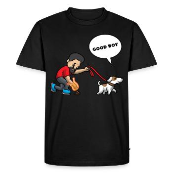 chien propriétaire de chien drôle propriétaire de chien - T-shirt Premium bio Homme - noir - Devant - Nico (187cm)