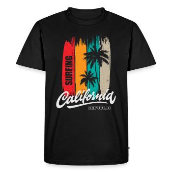 California Republic Surfing Vintage Palms - T-shirt Premium bio Homme - noir - Devant - Nico (187cm)
