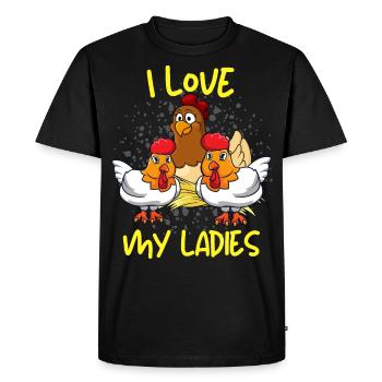 I LOVE MY LADIES Poulets Propriétaire Sort pour - T-shirt Premium bio Homme - noir - Devant - Nico (187cm)