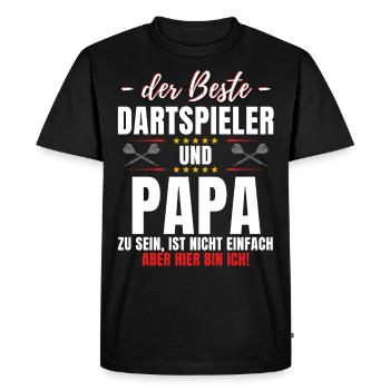 Lustiges Dart Papa Darts Vater Spruch Dartpfeil - Männer Premium Bio T-Shirt - Schwarz - Vorne - Nico (187cm)