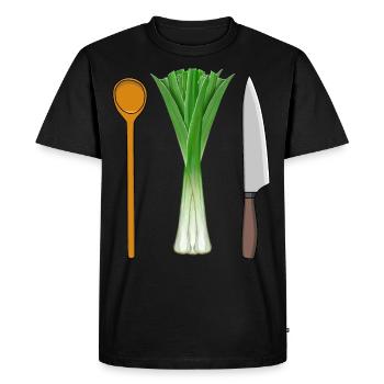 Poireaux Cuisine végétarienne Cuillère en bois Travail Professions - T-shirt Premium bio Homme - noir - Devant - Nico (187cm)