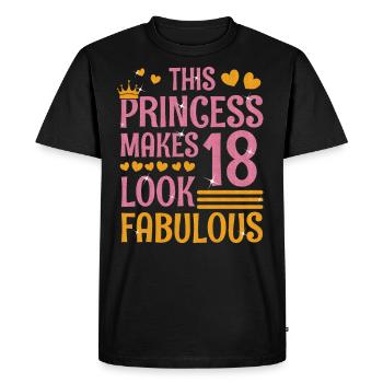 18th Birthday Queen 18 years Eighteen - Men's Premium Organic T-Shirt - black - Front - Nico (187cm)