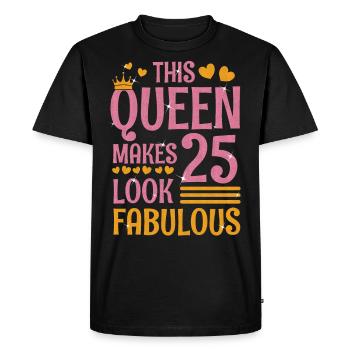 25e anniversaire reine 25 ans Vingt-cinq ans - T-shirt Premium bio Homme - noir - Devant - Nico (187cm)