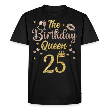25e anniversaire reine 25 ans Vingt-cinq ans - T-shirt Premium bio Homme - noir - Devant - Nico (187cm)