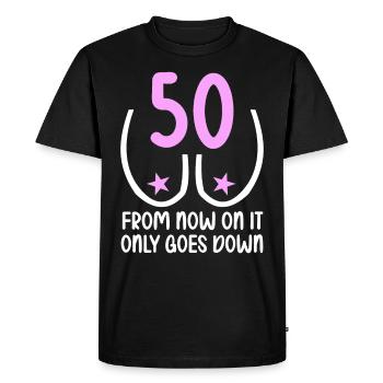 50 years of gravity it goes downhill 50 years 50. - Men's Premium Organic T-Shirt - black - Front - Nico (187cm)