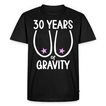 30 ans de gravité, ça descend 30 ans 30 ans. - T-shirt Premium bio Homme - noir - Devant - Nico (187cm)