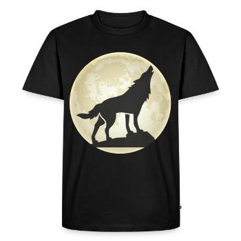 Loup lune loups cris de loups chiens meute - T-shirt Premium bio Homme - noir - Devant - Nico (187cm)
