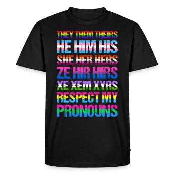 Pronoms LGBT LGBTQ Pride LGBTQIA+ - T-shirt Premium bio Homme - noir - Devant - Nico (187cm)