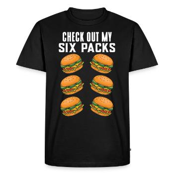 Six Pack Burger - Men's Premium Organic T-Shirt - black - Front - Nico (187cm)