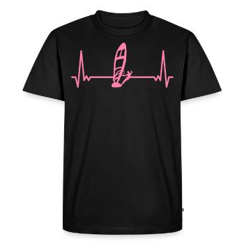 Pouls surfer coeur windsurf ECG Windsurf - T-shirt Premium bio Homme - noir - Devant - Nico (187cm)