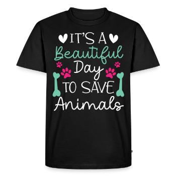 Good day to save animals - Men's Premium Organic T-Shirt - black - Front - Nico (187cm)