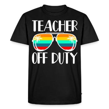 Teacher Off Duty enseignants vacances plage d’été - T-shirt Premium bio Homme - noir - Devant - Nico (187cm)