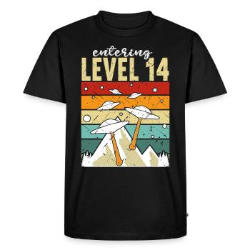 Level 14 Gaming Controller 14th Birthday - Men's Premium Organic T-Shirt - black - Front - Nico (187cm)