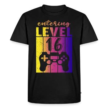 Level 16 Gaming Controller 16 anniversaire - T-shirt Premium bio Homme - noir - Devant - Nico (187cm)